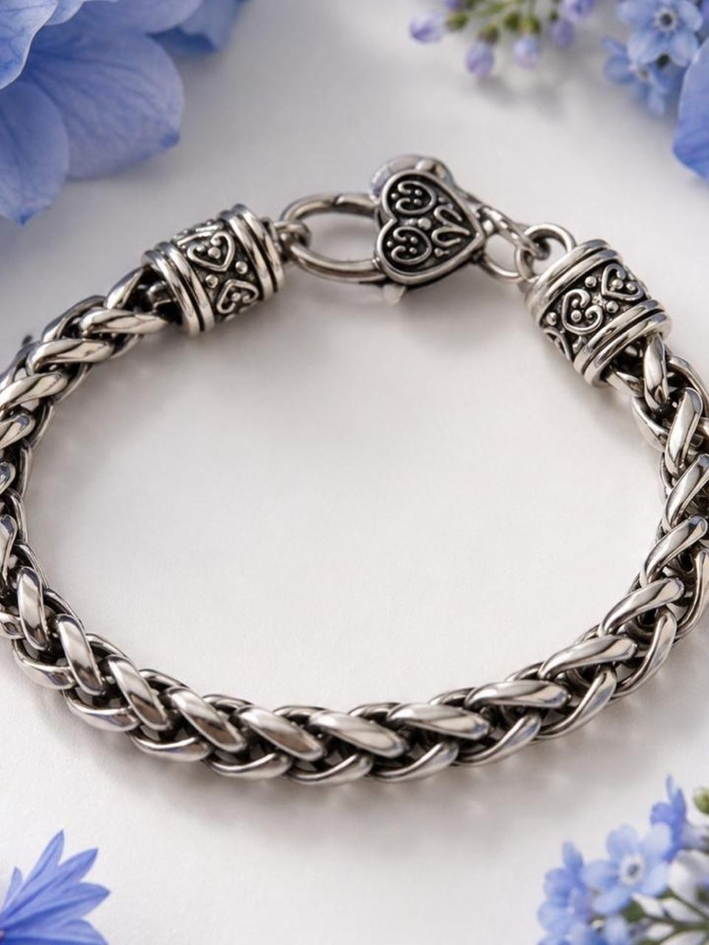 Braided Heart Toggle Bracelet - Silver-Tone - Picture 3 of 8